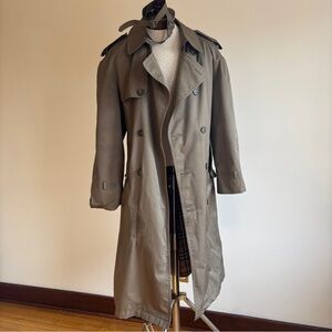 Men's Vintage Trench Coat‎ 40 R Cotton Blend, Double-Breasted Khaki